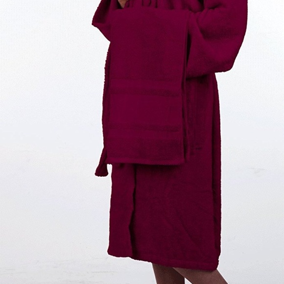 60% Bamboo 40% Turkish Cotton Bathrobe Magenta - Picture 2 of 4